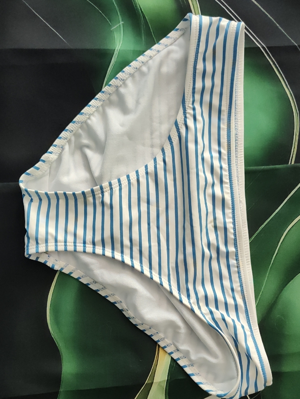 Ralph Lauren White Bikini Bottom with Blue Stripes